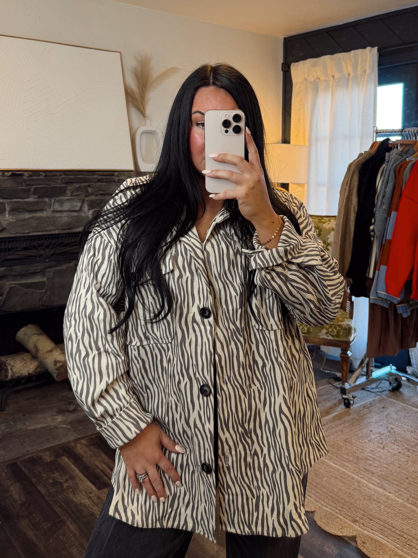 Zebra Button Up Shacket