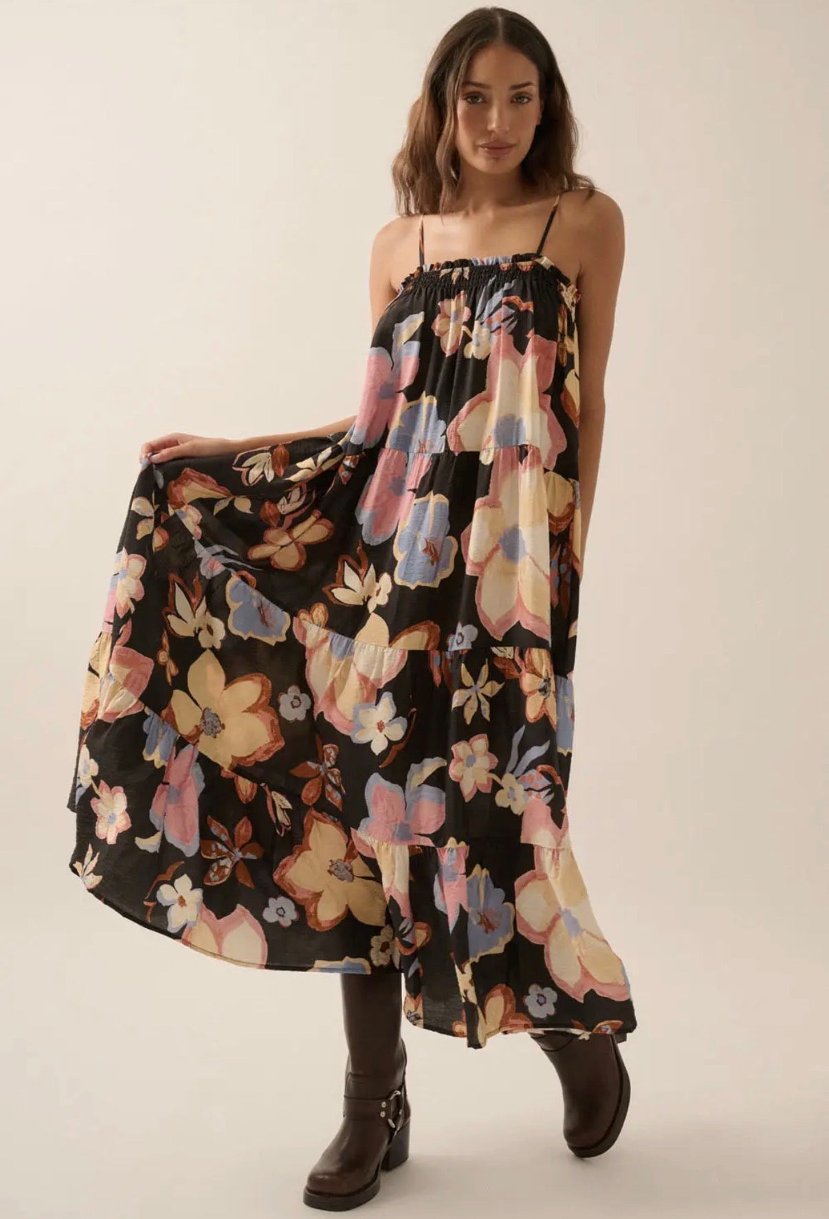 Textured Floral Maxi Dress