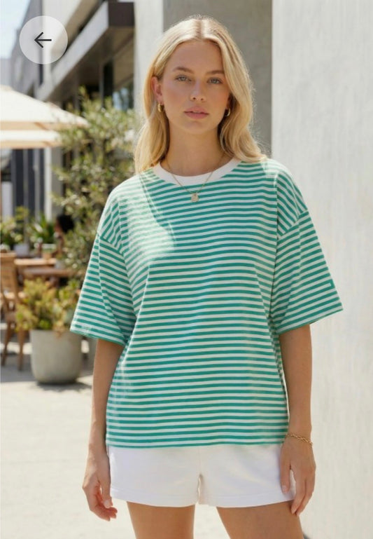 Oversized Green Stripe Tee Shirt