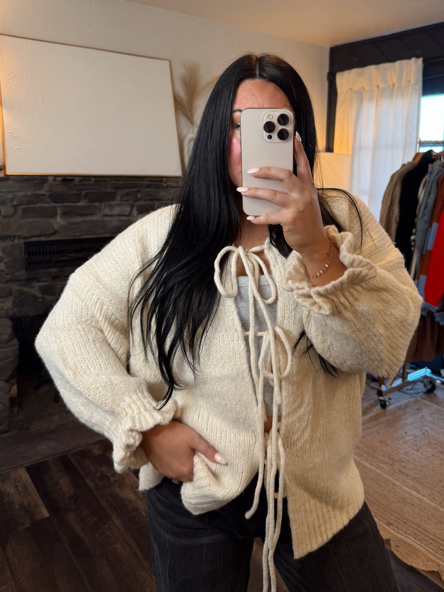 Front Tie Knit Cardigan