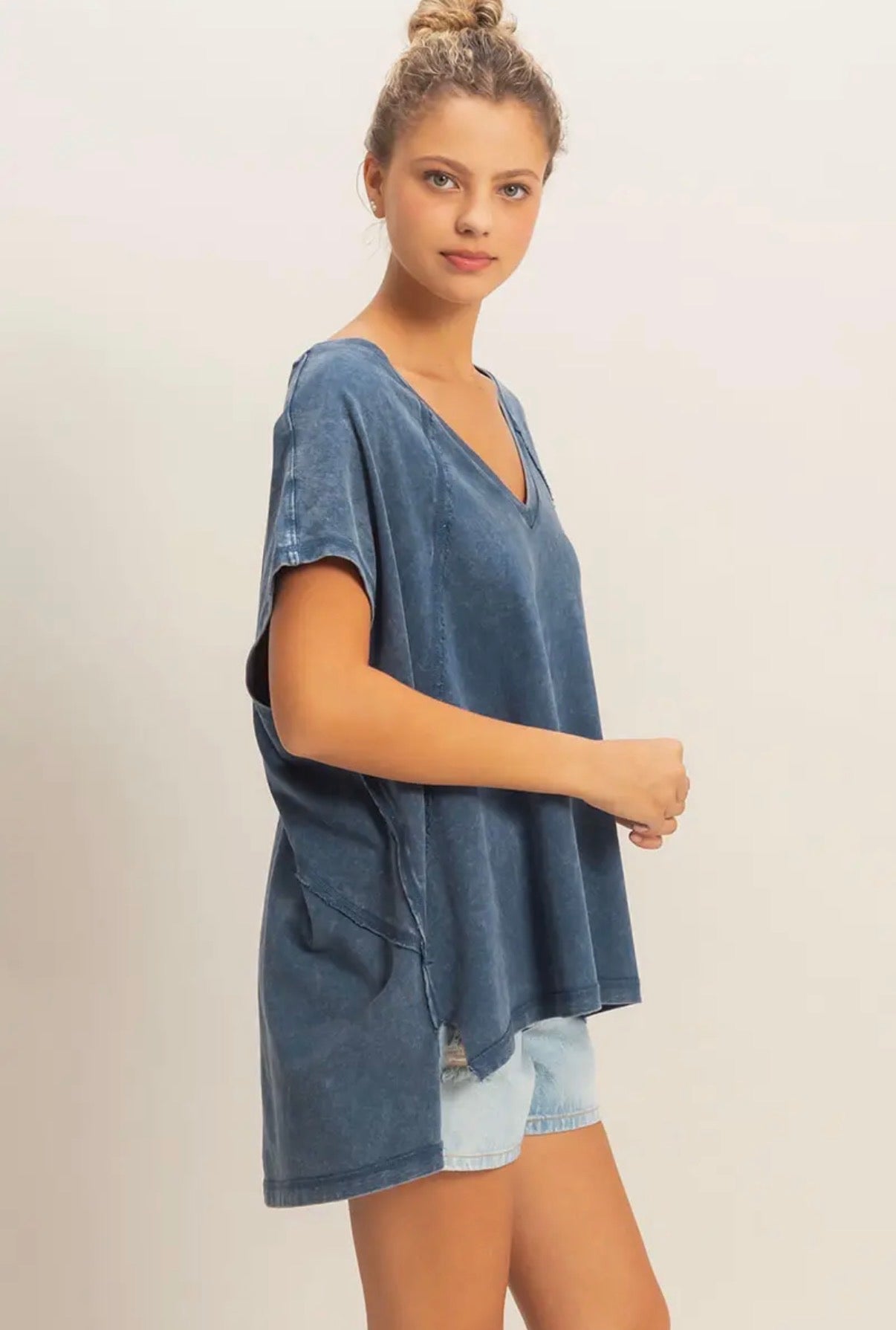 Oversized V Neck T Shirt