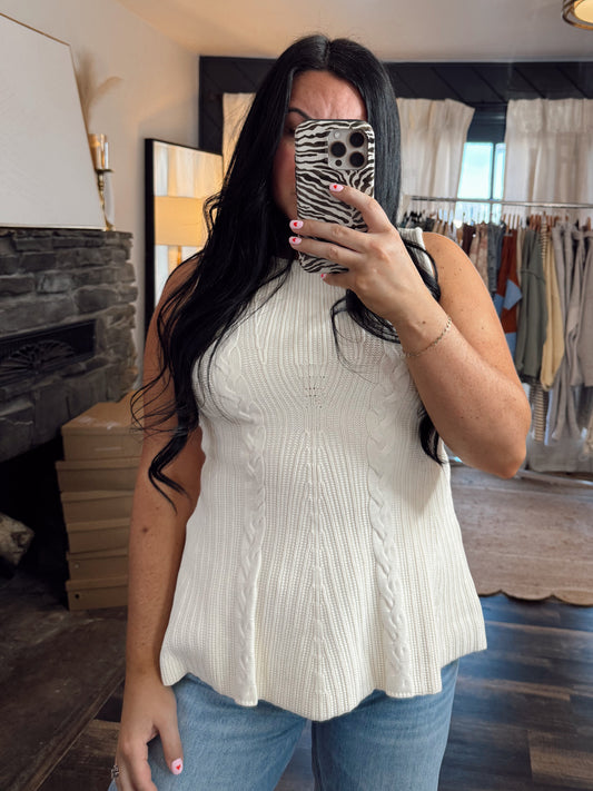 Cable Knit Peplum Top