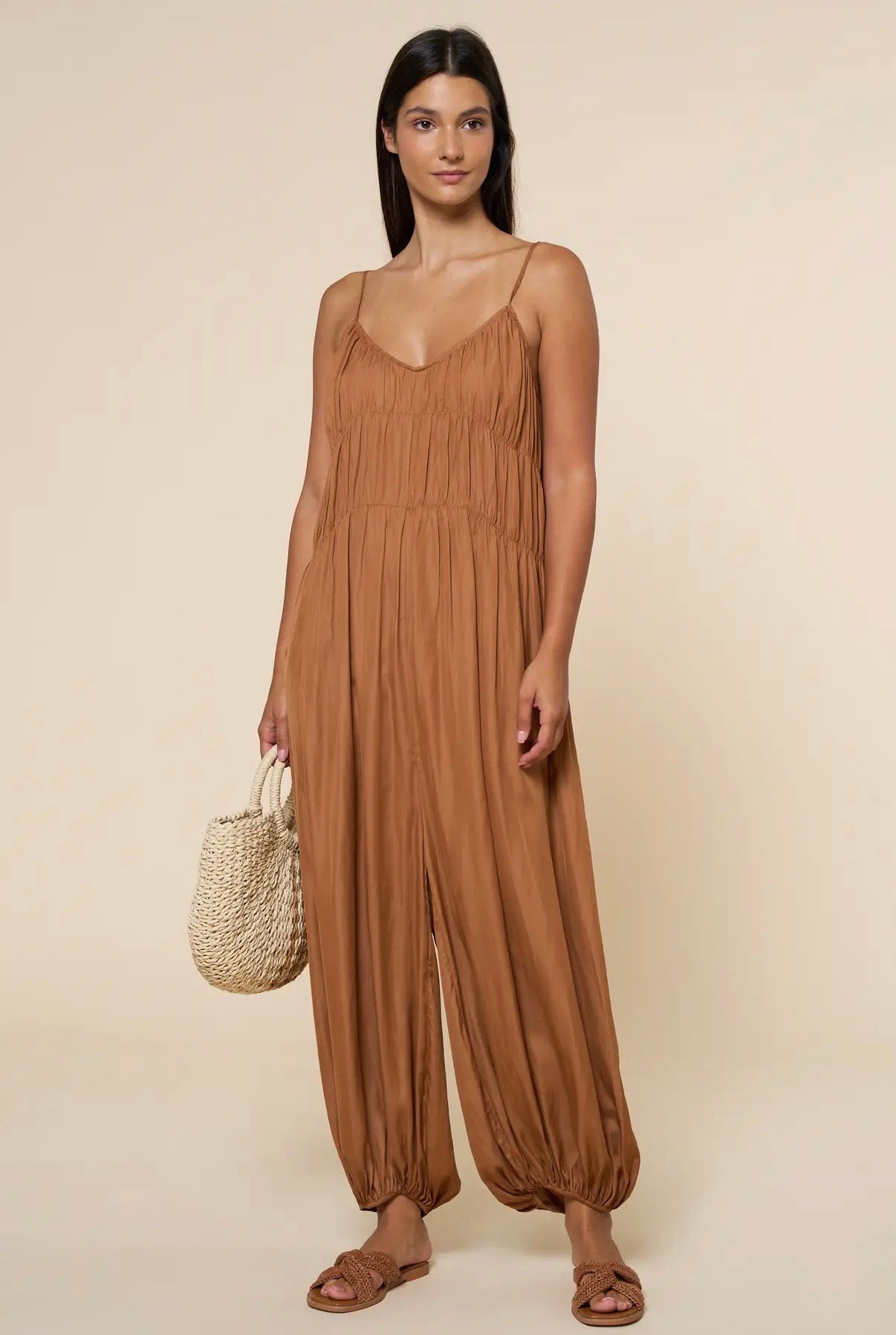 Ruched Tiered Jumpsuit