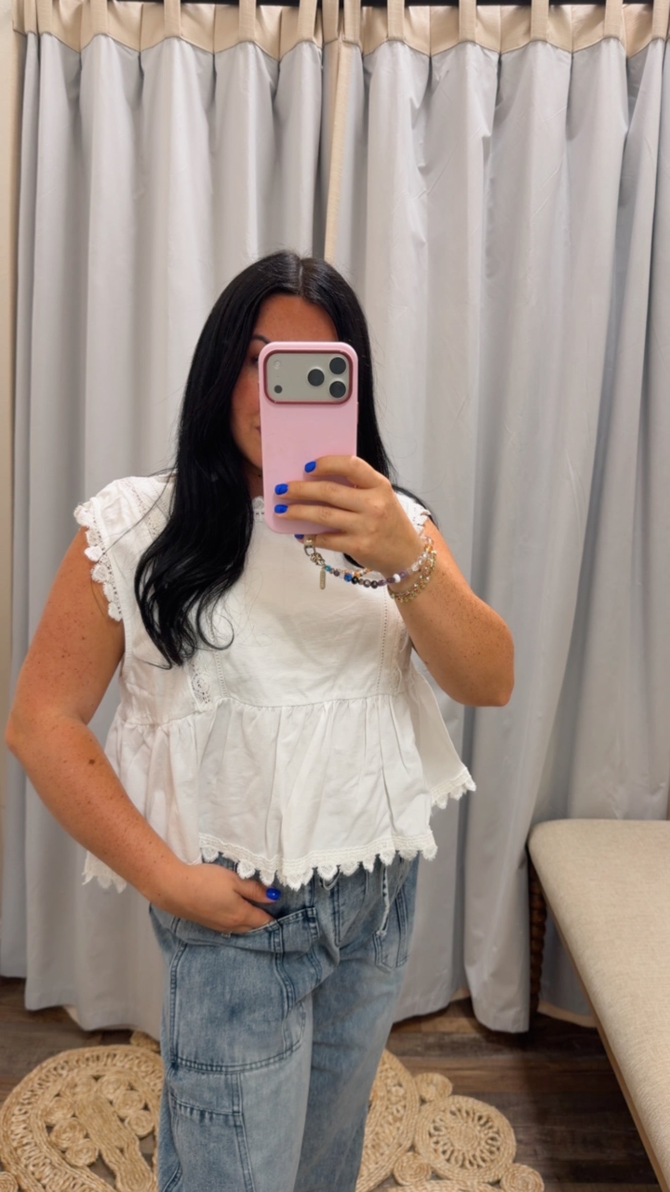 Cecily Crochet Trim Top