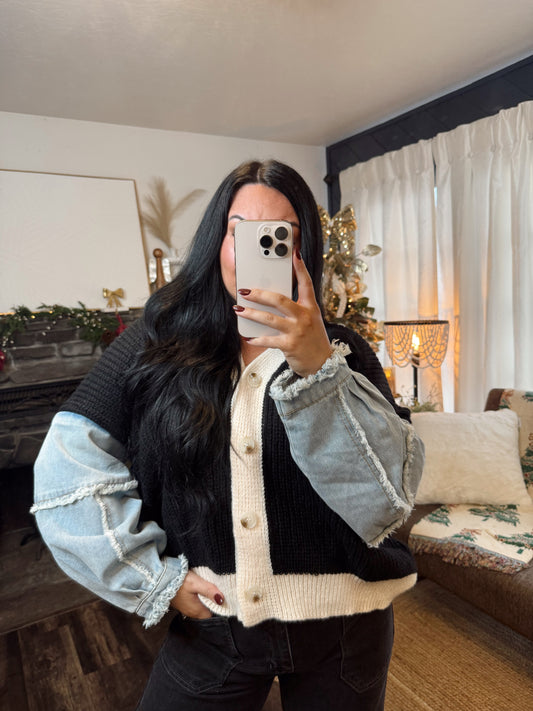 Denim Sleeves Cardigan