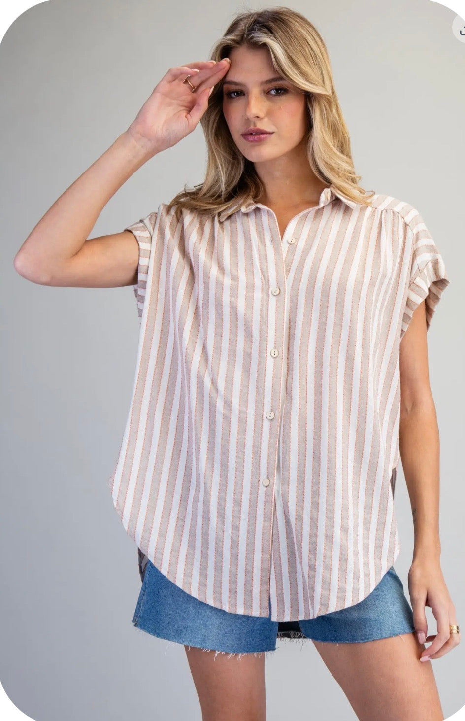 Striped Button Down Short Sleeve