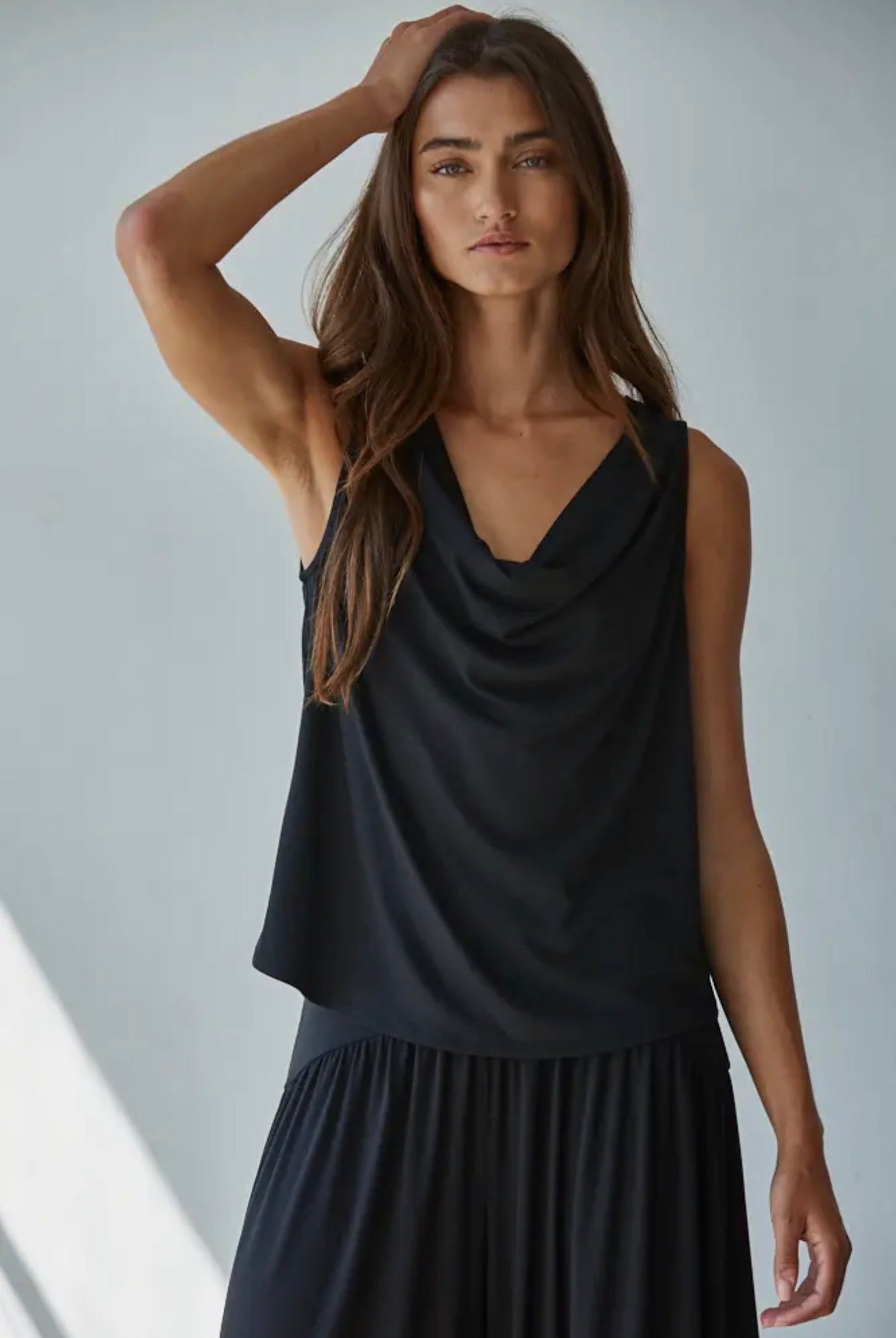 Black Cowl Neck Top