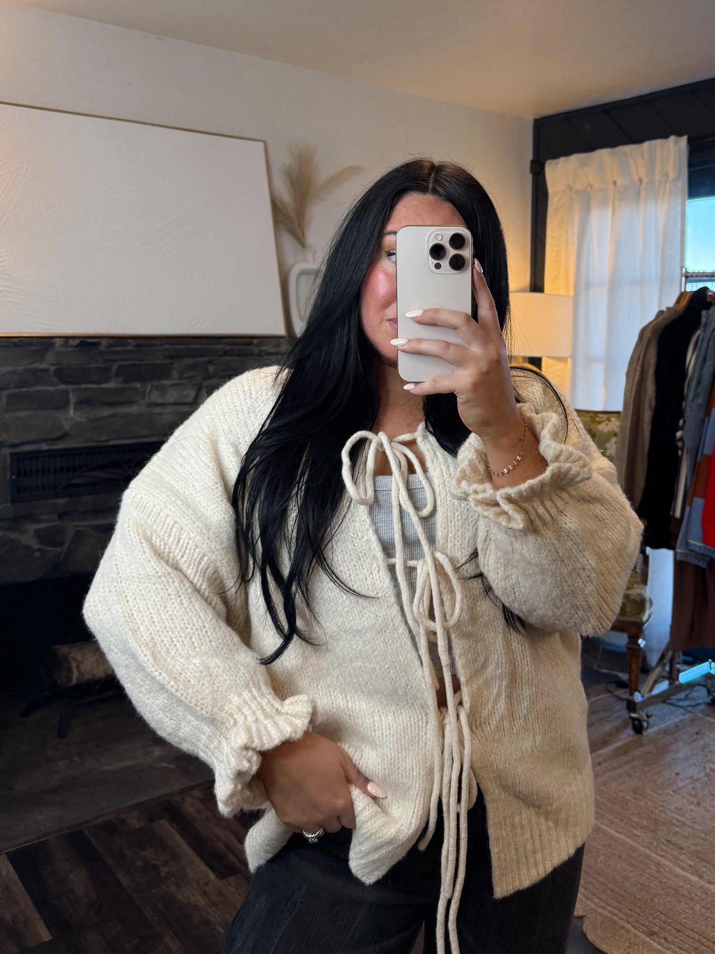 Front Tie Knit Cardigan