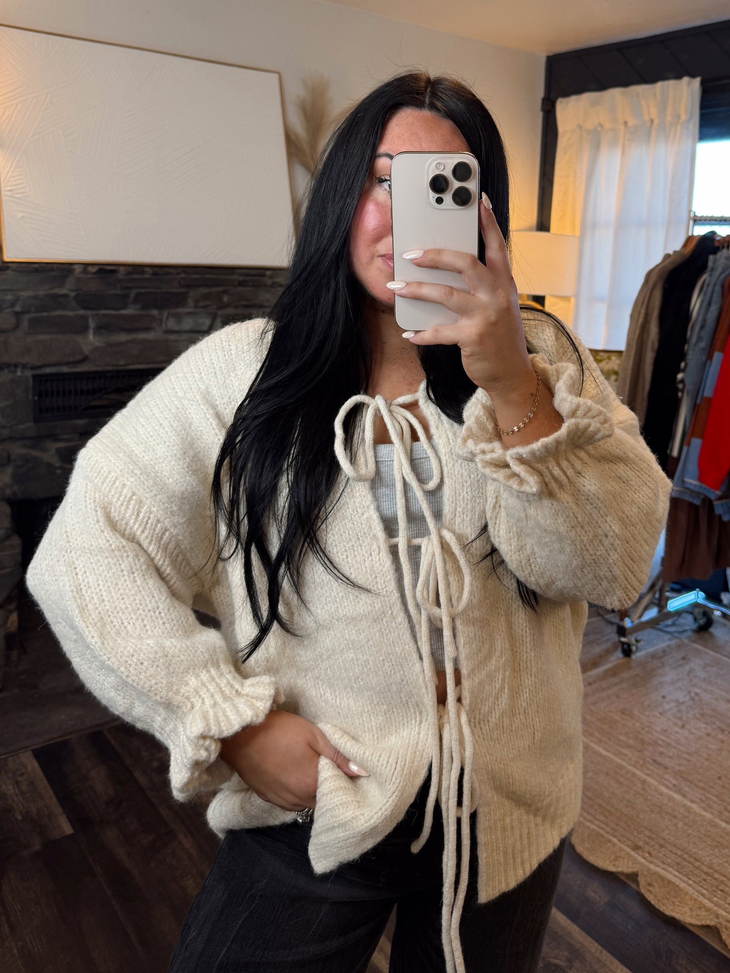 Front Tie Knit Cardigan