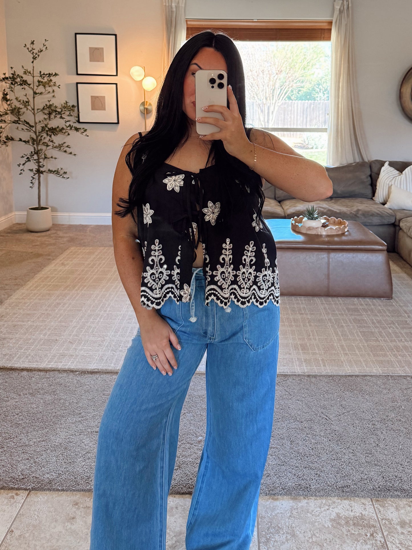 Poppy Eyelet Embroidered Top