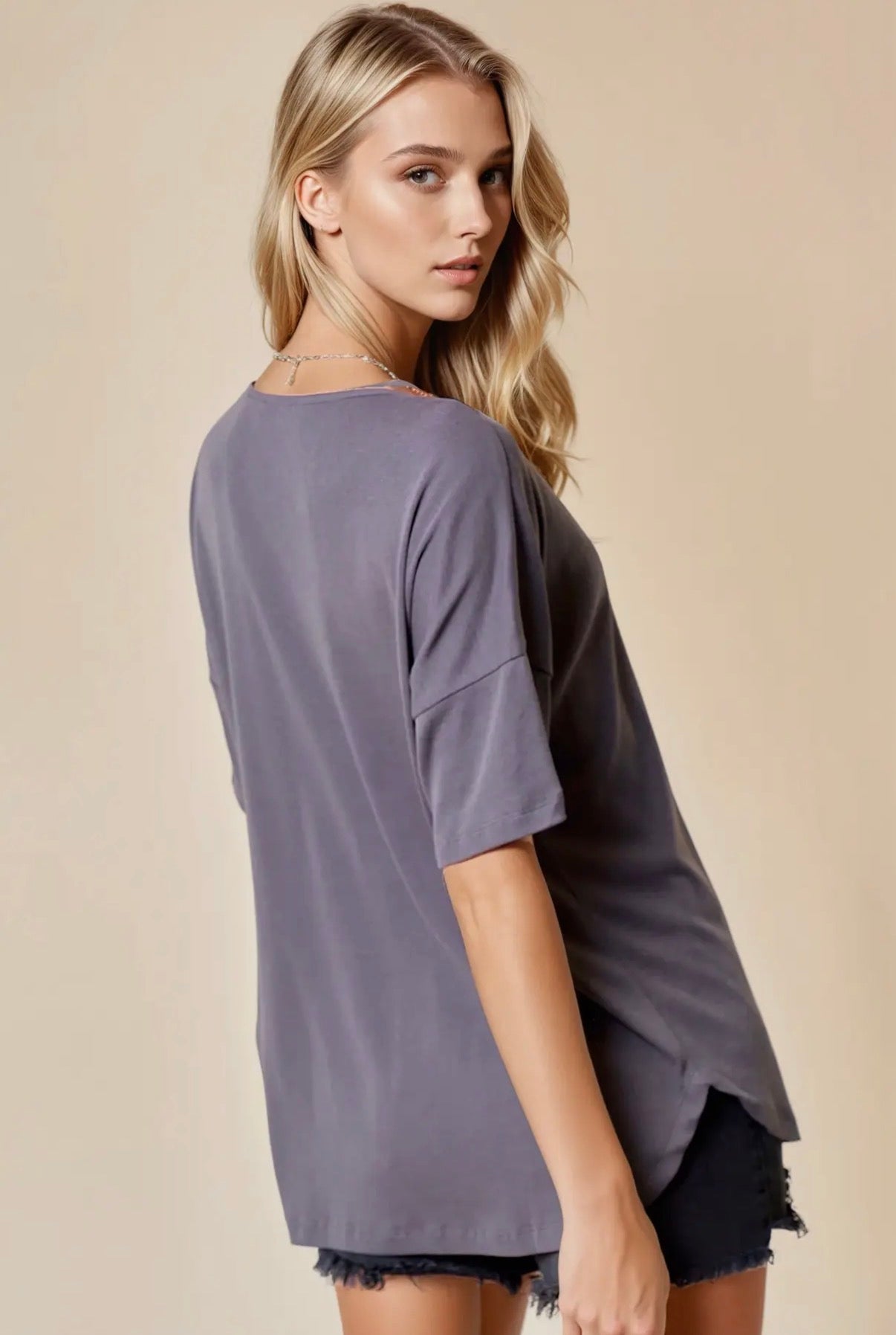Oversized V Neck Top