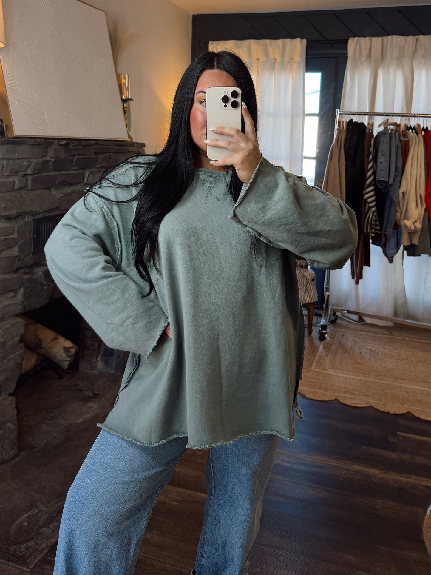 Oversized Raw Edge Pullover