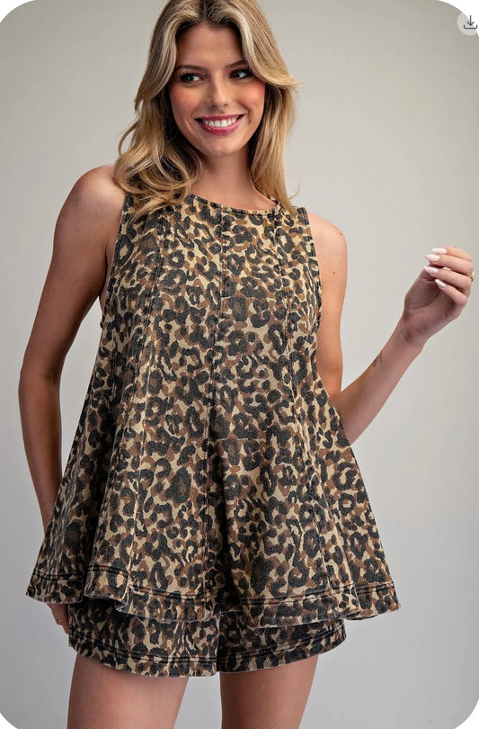 Wild Leopard Denim Top