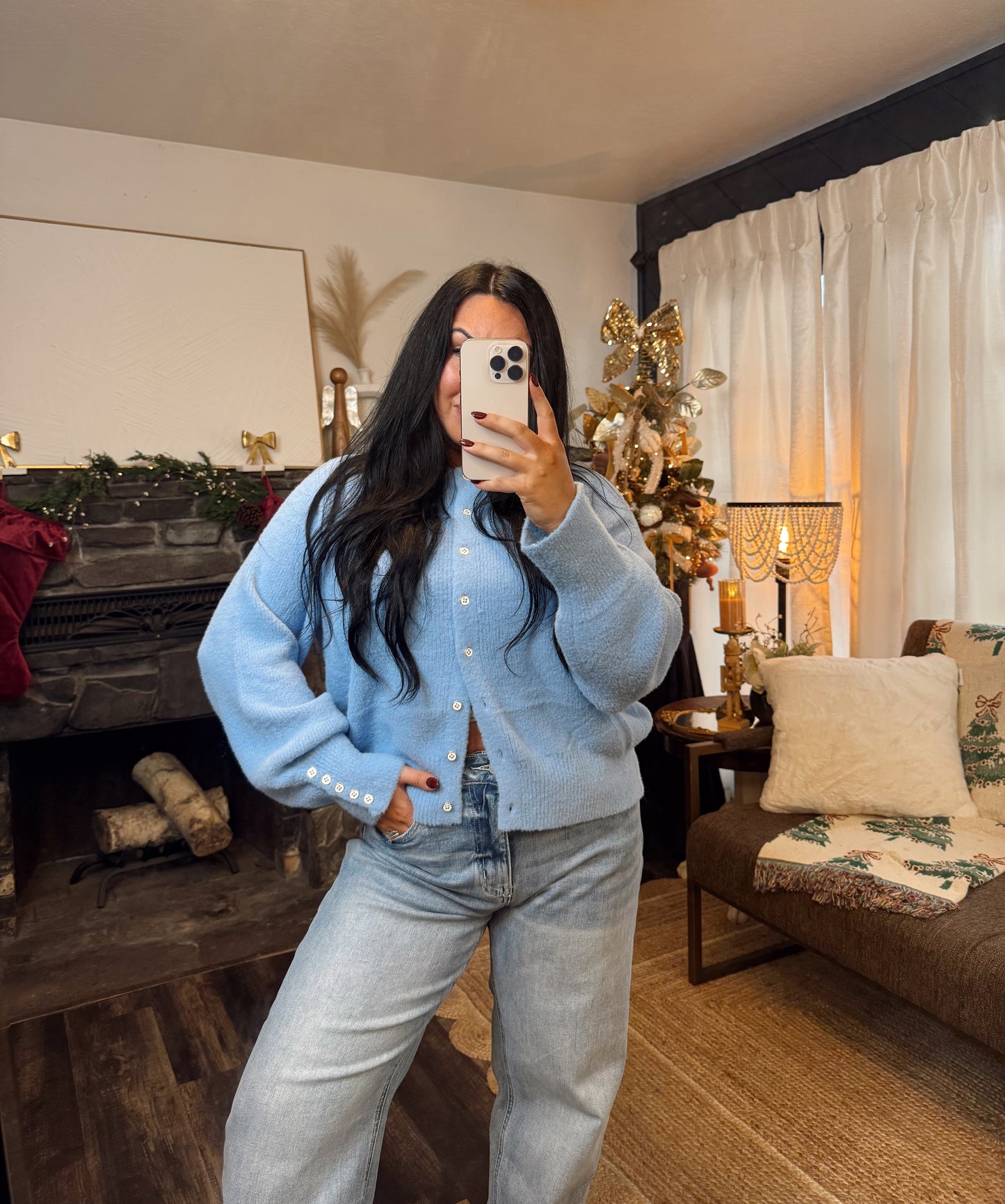 Icy Blue Button Up Cardigan