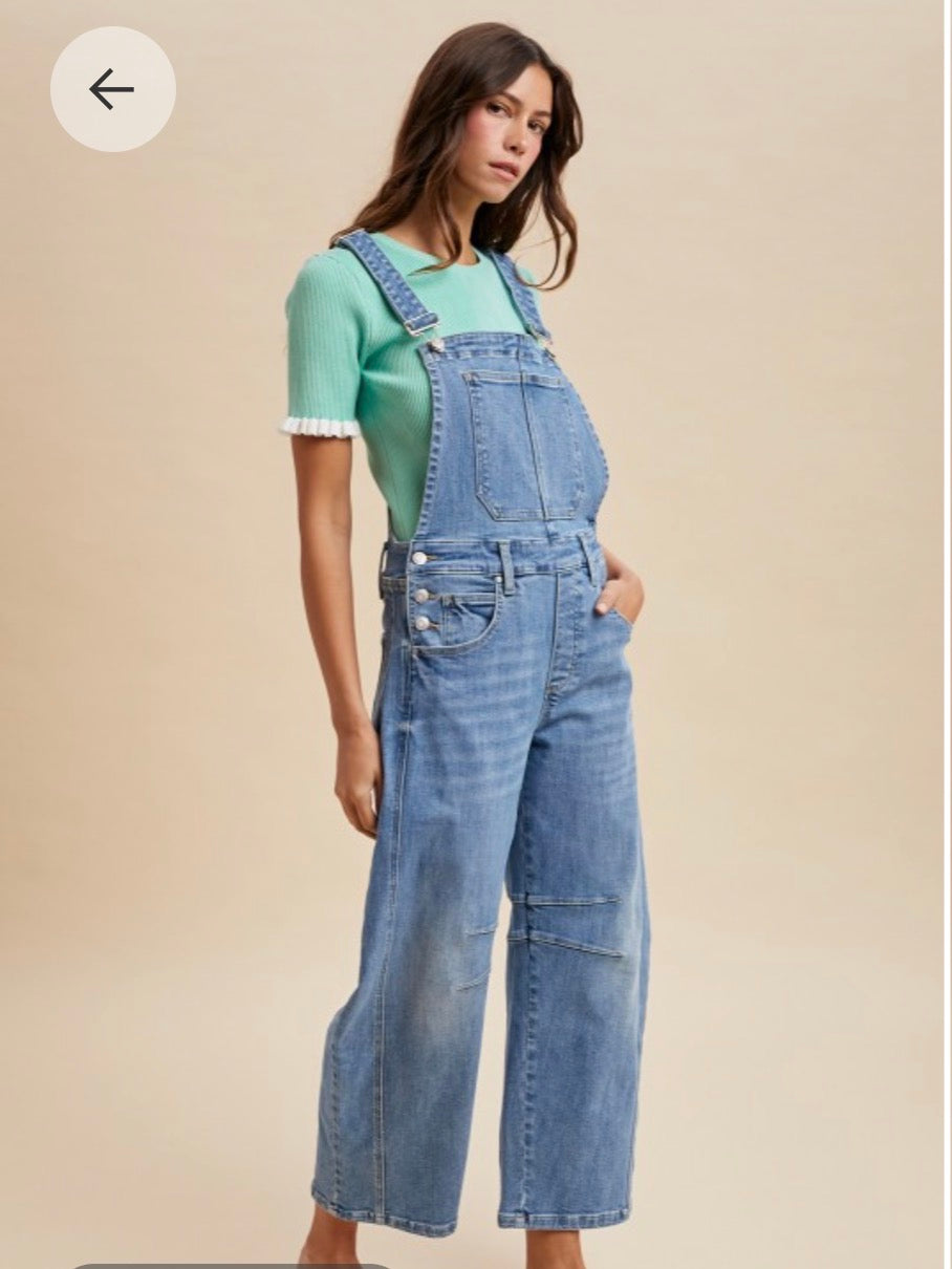 Denim Barrel Overalls