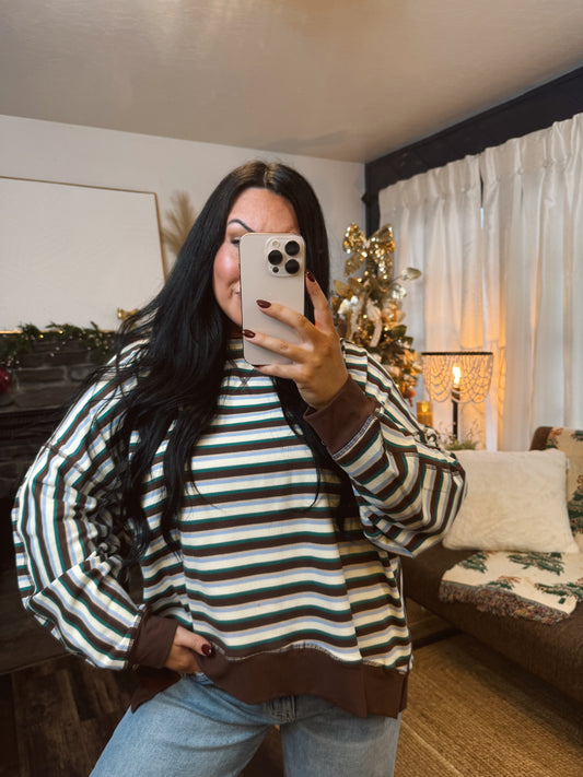 Multi-Stripe Contrast Knit Top