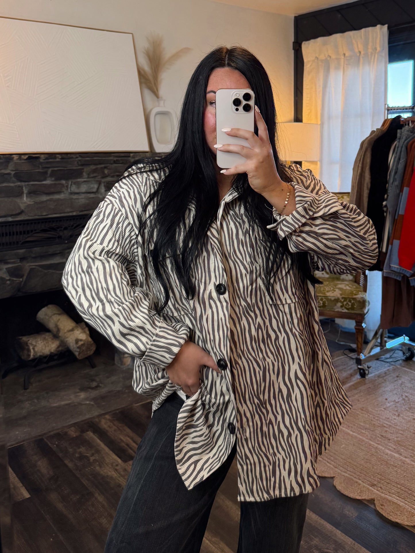 Zebra Button Up Shacket