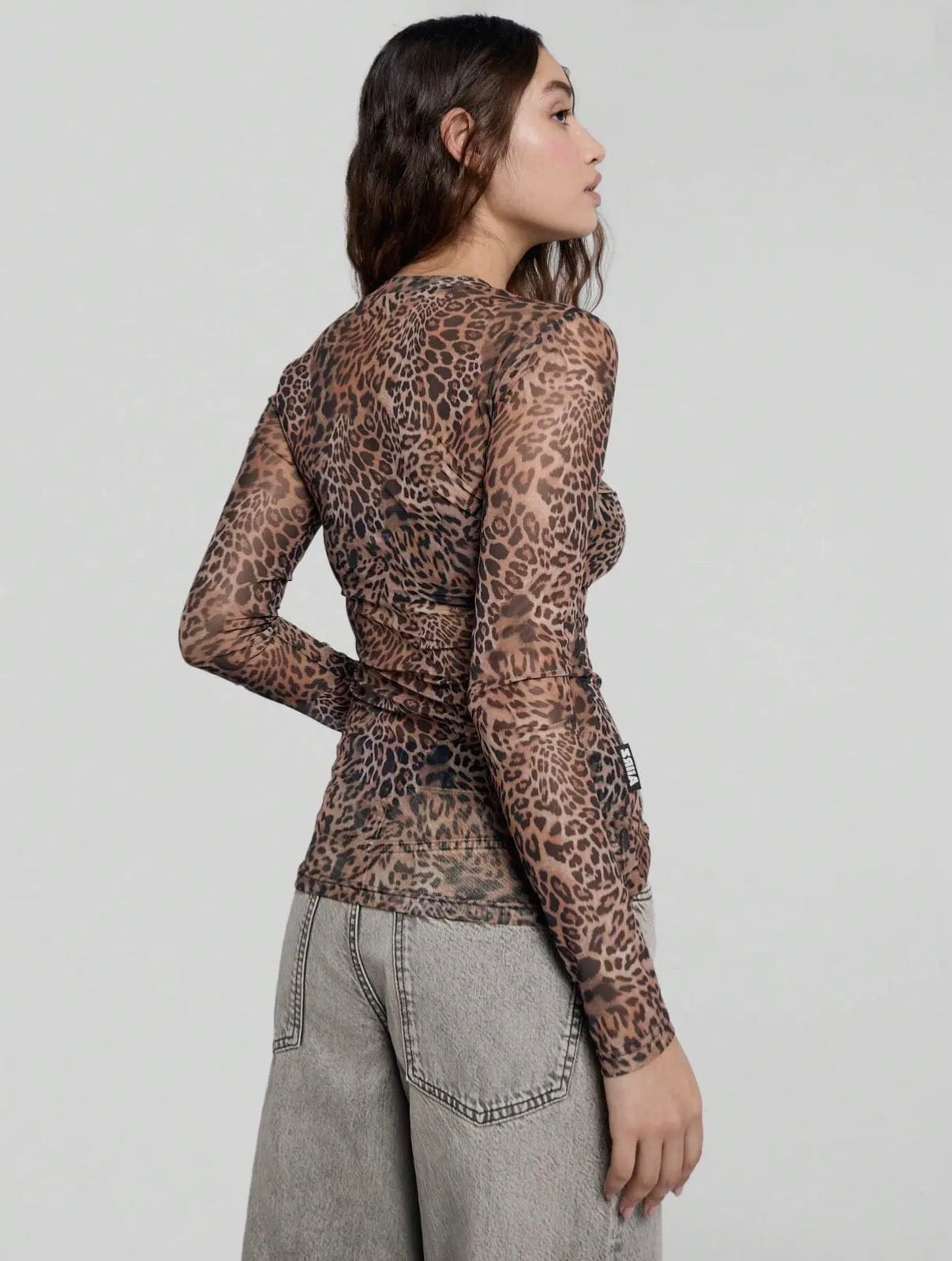 Leopard Print Mesh Top