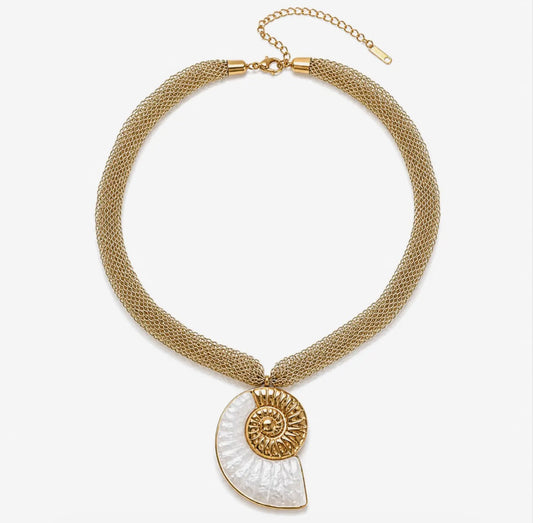 Nautilus Mesh Shell Pendant Necklace