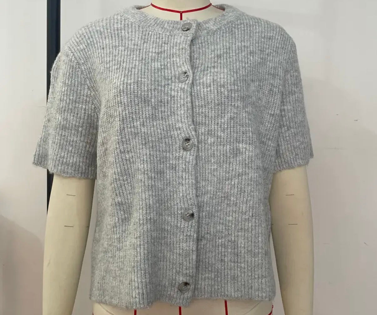 Short Sleeve Button Cardigan