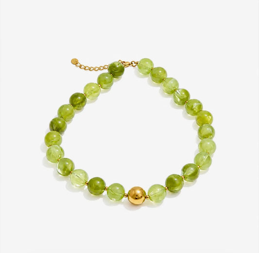 Lime Resin Beaded Necklace