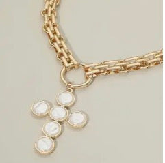 Pearl Cross Chain Necklace