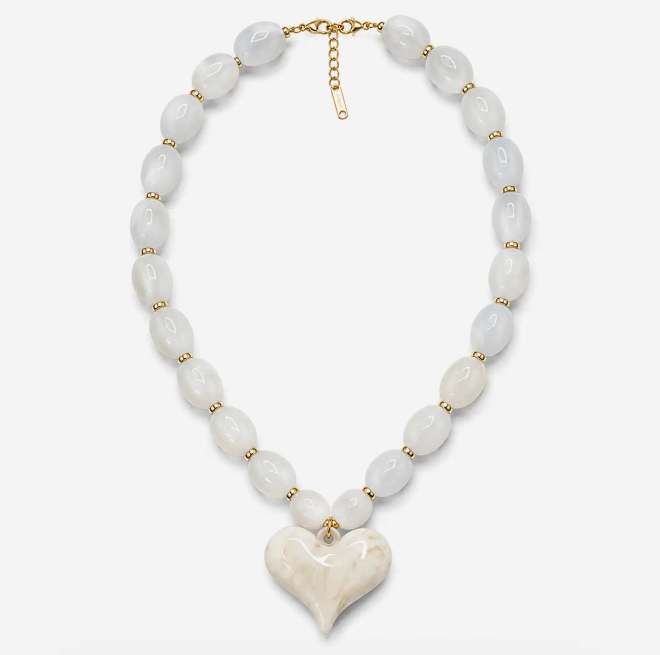 Amalfi White Resin Heart Beaded Necklace