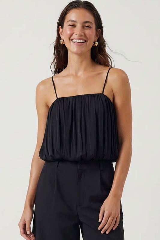 Cropped Bubble Hem Tank Top Black