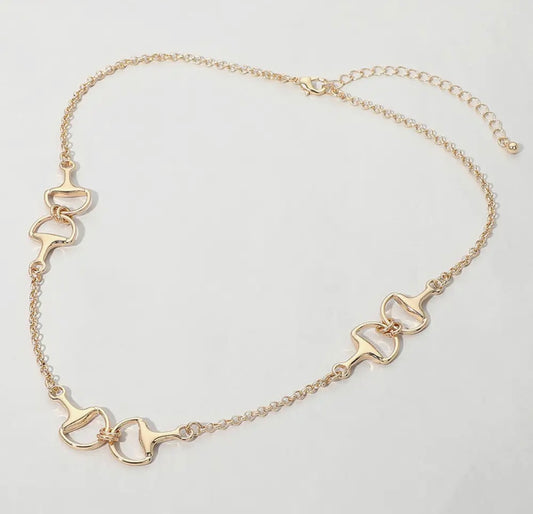 Gold Horse bit Link Necklace