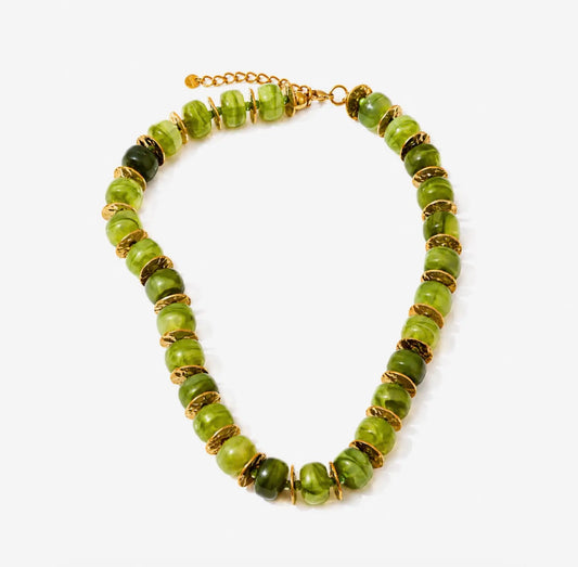 Grove Olive Beaded Statement Necklace