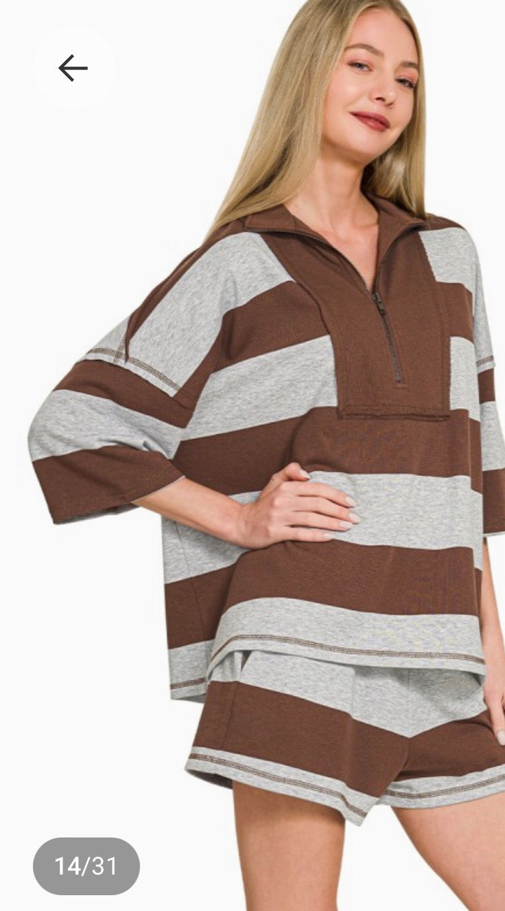 Brown and Gray Stripe Set