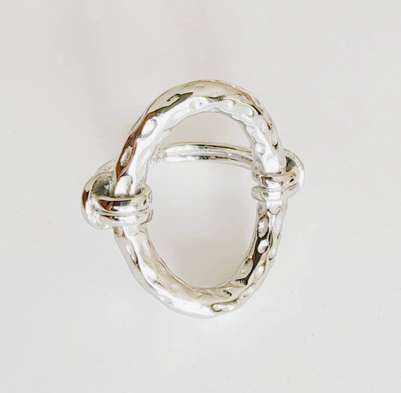 Siena Hammered Oval Ring Silver