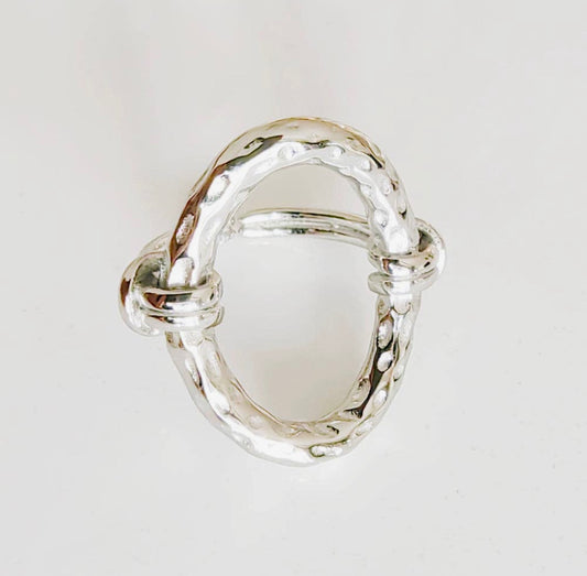 Siena Hammered Oval Ring Silver