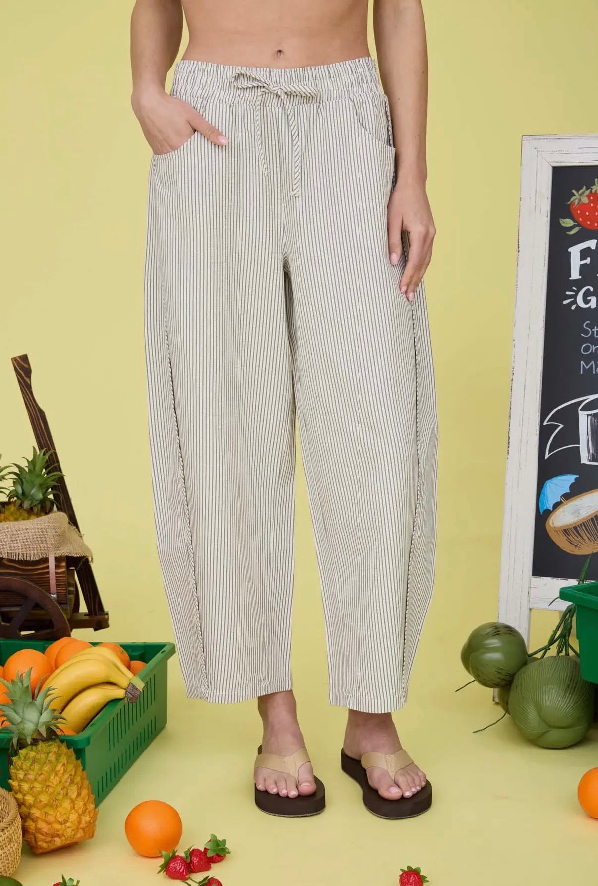 Stripe Elastic Pants
