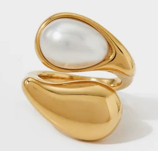 Luna Gold Pearl Wrap Ring