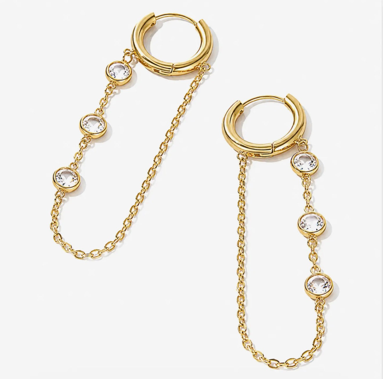 Crystal Chain Hoop Earrings