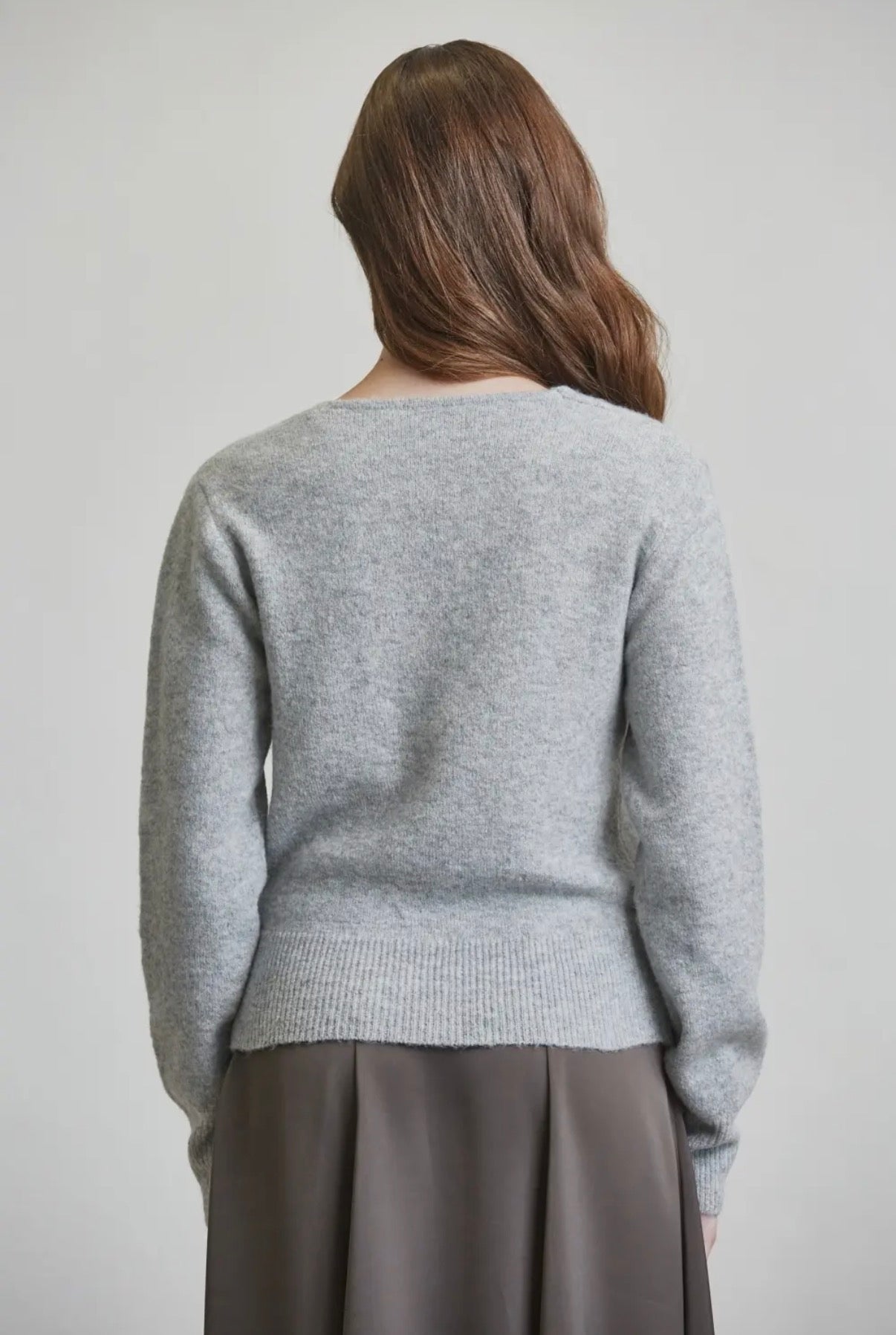 Grey Soft Knit Wrap Sweater