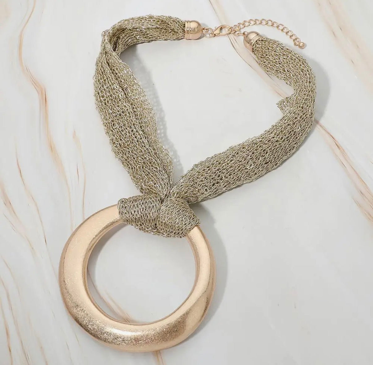 Oversized Mesh Circle Necklace