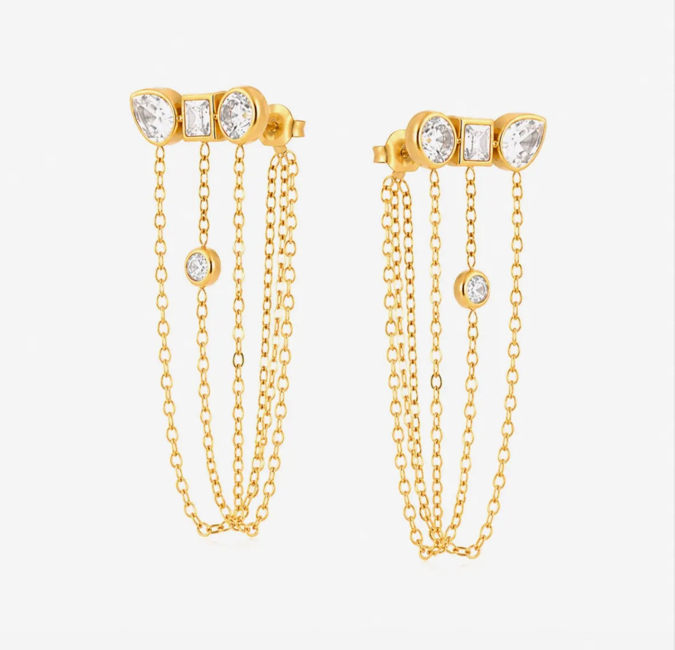 Golden Cascade Chain Earrings