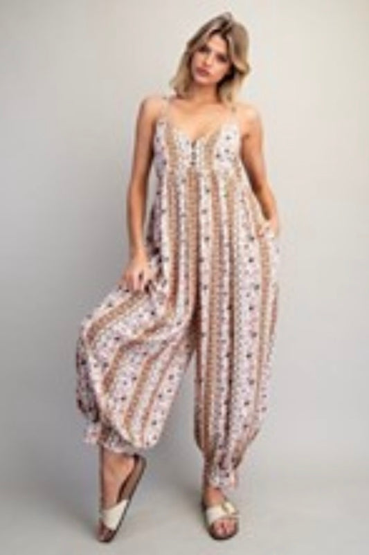 Boho Printed Floral Jumpsuit