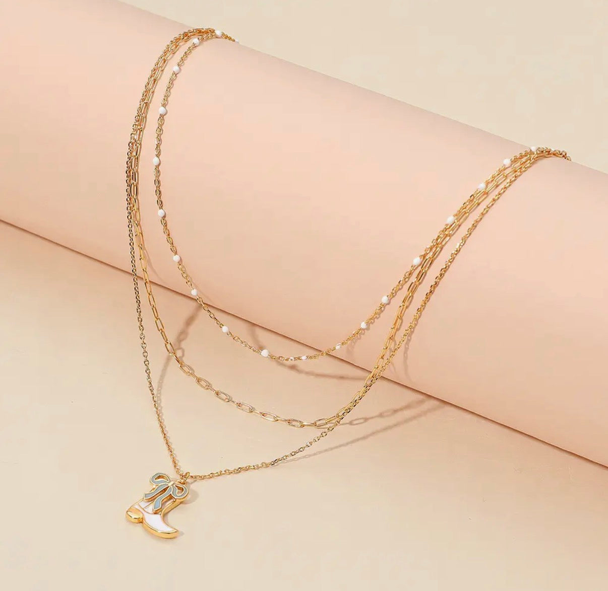 Boot & Bow Layered Necklace