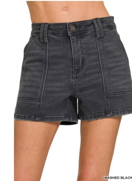 Washed Black Cargo Short