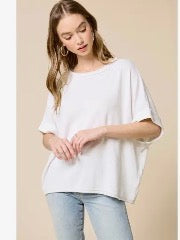 Ribbed Oversized Boxy White Tee Shirt