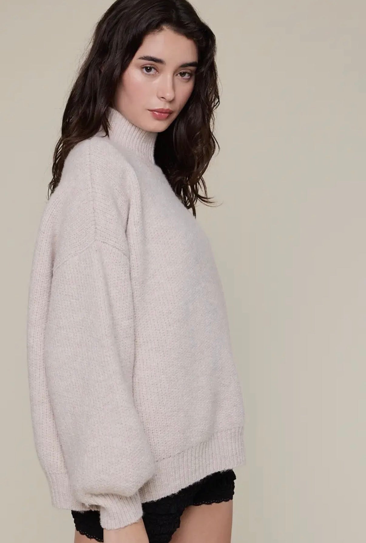 Oat Milk Turtle Neck Sweater