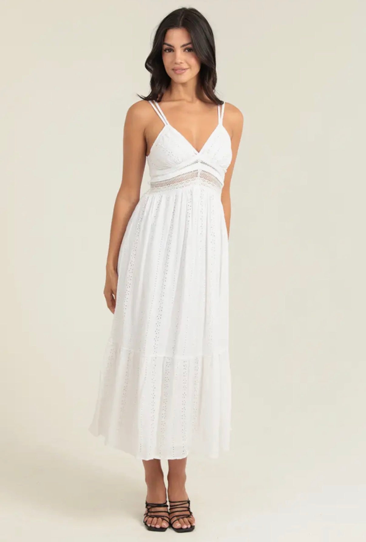 White Eyelet Midi Dress