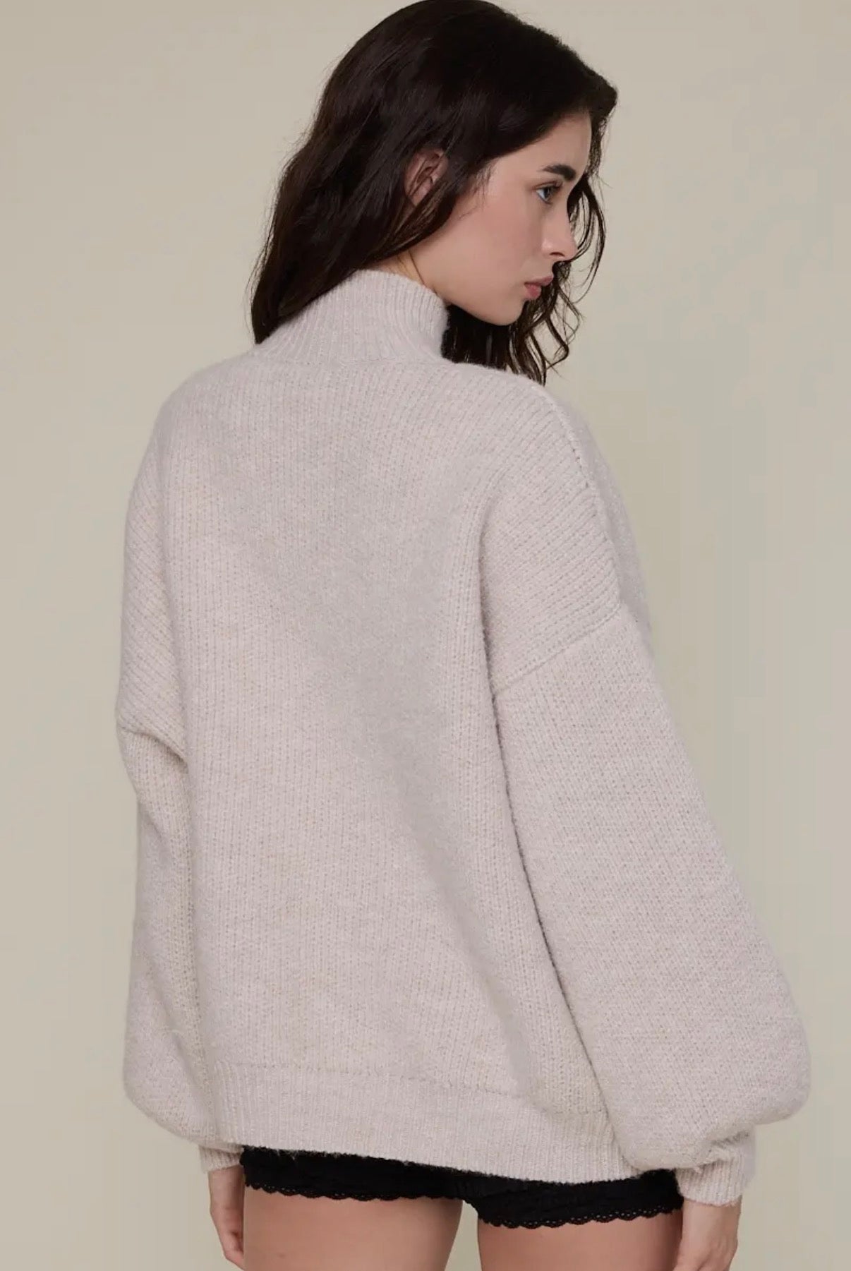 Oat Milk Turtle Neck Sweater