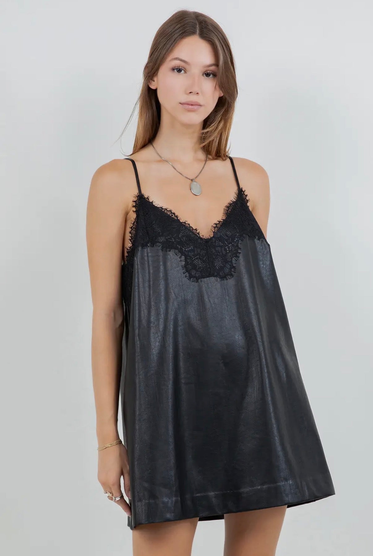 Black Leather Mini Dress