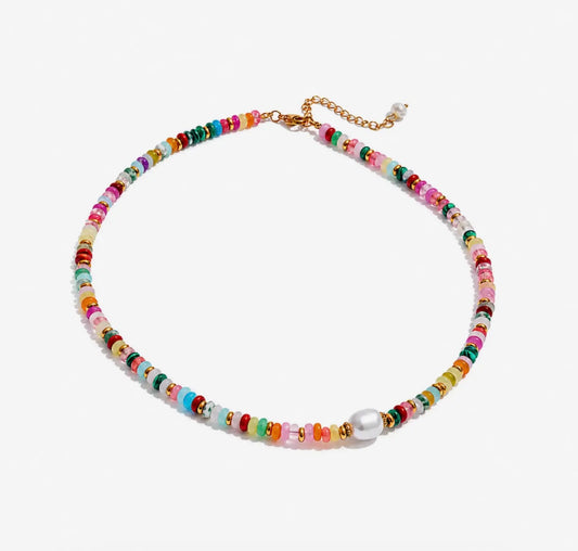 Colorful Beaded Pearl Necklace