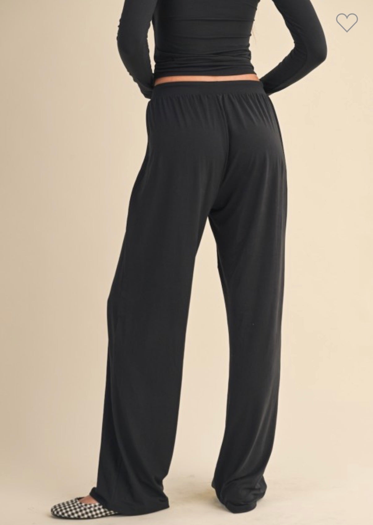 Black Soft Knit Jersey Wide Leg Pant