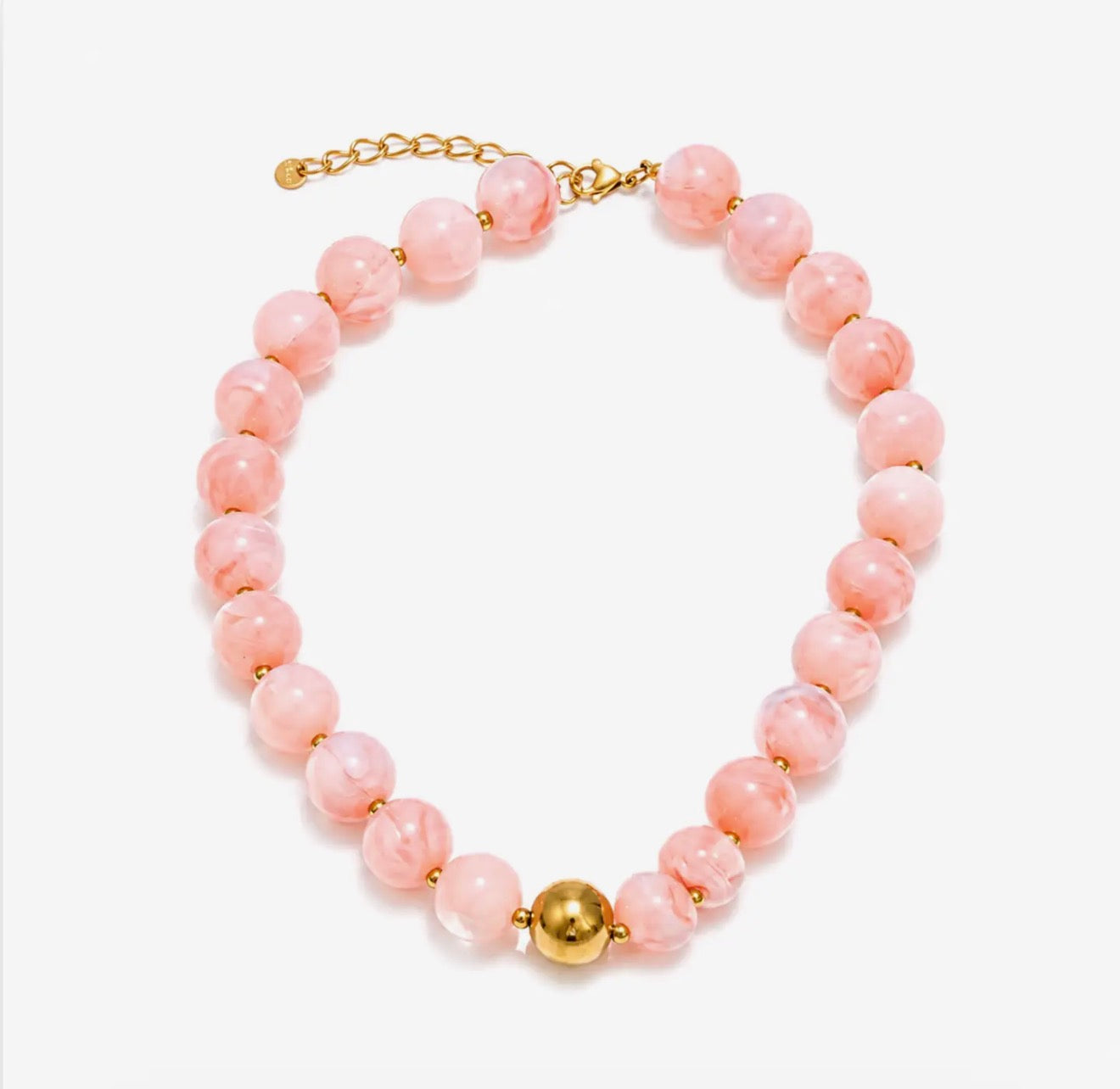 Blush Resin Bead Statement Necklace